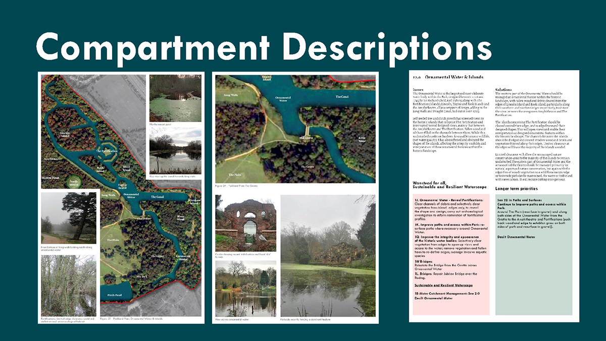 Extracts from the Parkland Plan showing key restoration or management aims and priorities